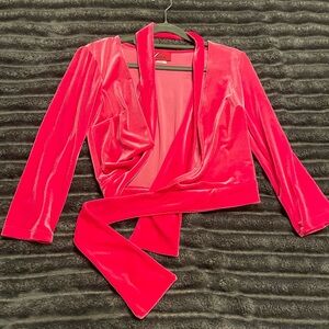 Vixen by Micheline Pitt Pink Velvet Wrap Top